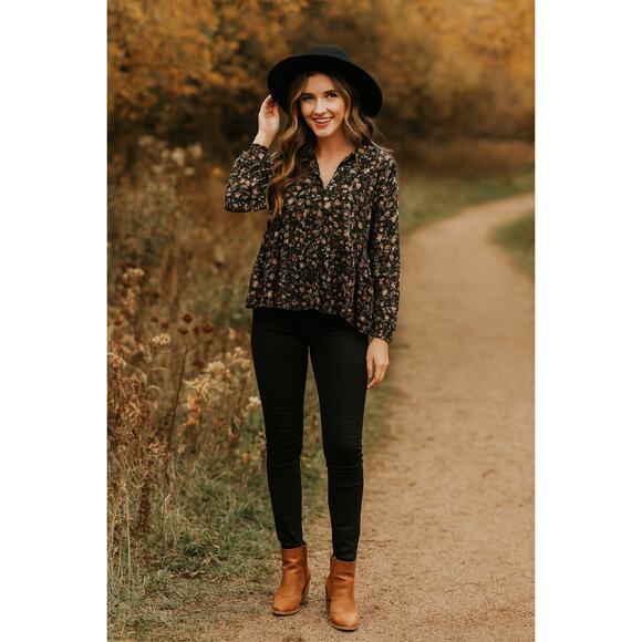 Soft Surroundings Sheer Floral Blouse Size Small Peasant Boho Long Sleeve Top - Picture 1 of 10